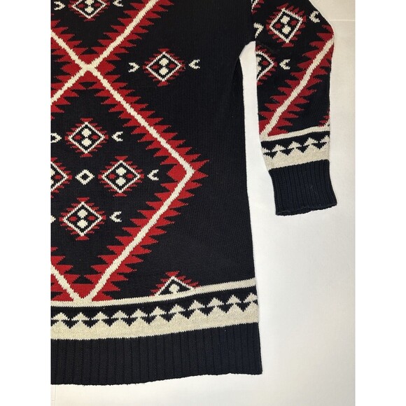 Ralph Lauren Petite Women’s Oversized Sweater Black Red Southwestern Size PL - Picture 4 of 12